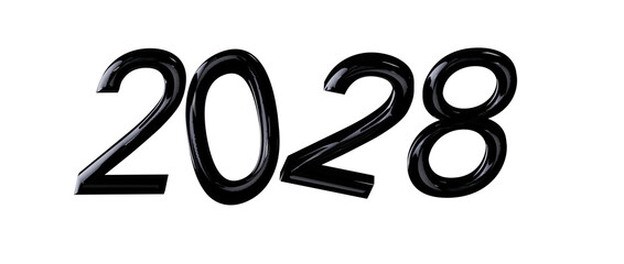 Bold black 2028 text isolated on white. Perfect for New Year's greetings, future-themed d © vegefox.com