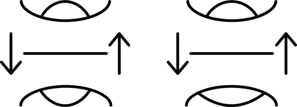 Eye Blink and Vertical Scroll Line Icon Set with Up and Down Arrows for Smart Screen Navigation and Digital Interface Interaction Designs