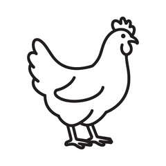 Chicken line drawing simple black and white illustration © NILUFA