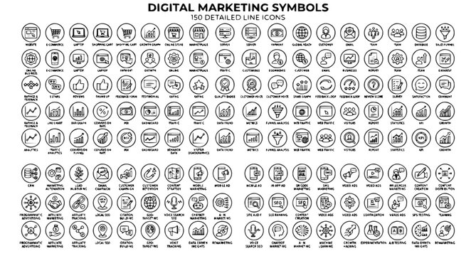 Digital marketing vector icon set with website and advertising concepts