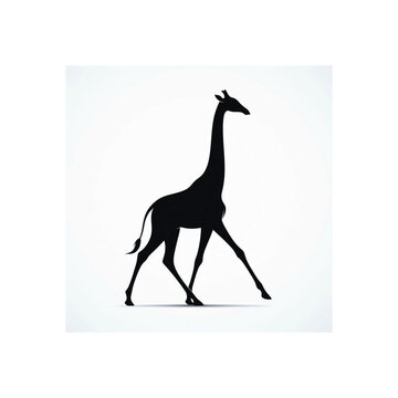 Giraffe silhouette, Walking, Standing, Vector illustration, Nature silhouette, Zoo animal, Giraffe eating, Wild anmal