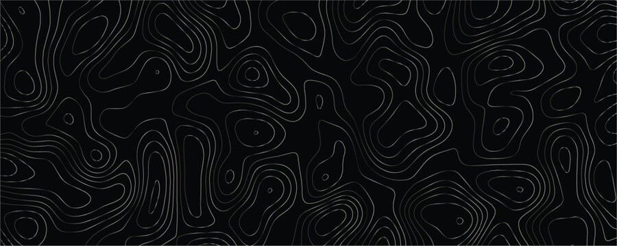 Topographic map contour lines pattern with thin white strokes on a solid black background representing geographical elevation data and terrain mapping 8