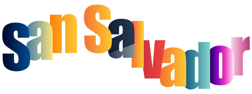 Colorful gradient text logo design featuring San Salvador city name