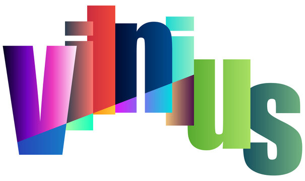 Colorful gradient letters spelling out vilnius vibrant modern stylized text design