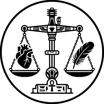 Ma'at Feather Balancing Heart Soul Flat Vector Icon
