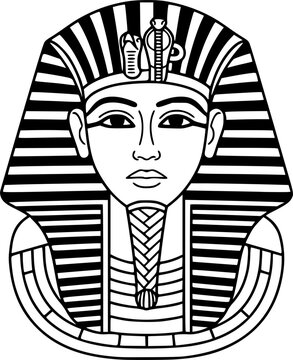 Tutankhamun Death Mask Minimalist Line Art Vector
