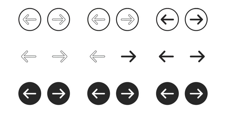 Arrow Buttons Icon Design, Editable Next and Previous Rounded Navigation Controls for Web Interface, Mobile Application, User Dashboard, and Digital Menu Systems.