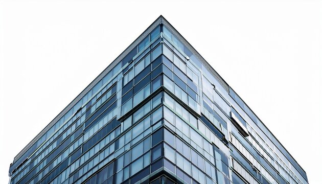 modern office building glass facade detail close up of contemporary corporate architecture isolated on white background