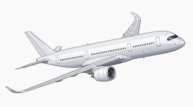 Detailed illustration of a commercial airplane in flight