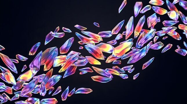 Colorful abstract crystal shards on dark background