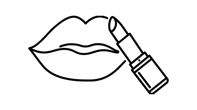  Female Lips with Lipstick Tube Beauty Salon Logo Vector