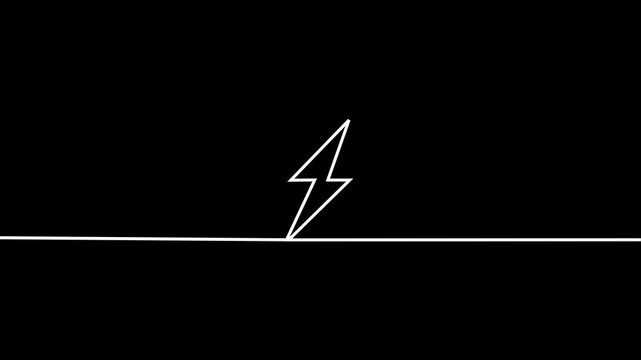 Glowing neon charging icon isolated,futuristic neon thunderbolt icon loop motion graphic, Abstract neon line bolt icon on black background.