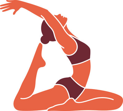 Woman performing advanced one-legged king pigeon yoga pose showcasing flexibility and strength in her practice eka pada rajakapotasana well being white background cut out self care exercise