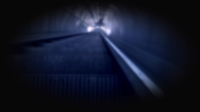 Escalator - Tunnel with dramatic perspective, progress, ascent, movement, path, direction, growth, business, finance, technology, future, market trends, speed, mobility, career, profession
