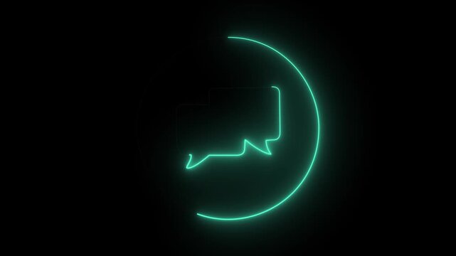 Glowing sms wave pulse icon animation on black background. sms signal and music frequency symbol for digital. high quality 4k animation.