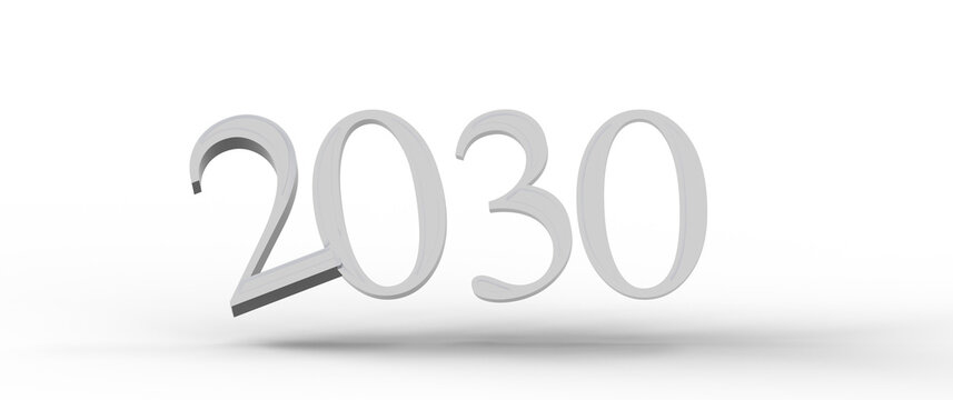 3D render of the year 2030, representing future plans, goals, and technological advances, perfect for business and visio