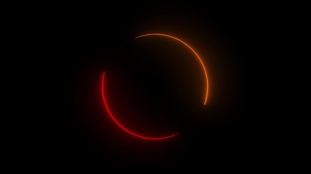 Glowing crescent circle icon animation on black background. Night mode and sleep symbol..4k animation.