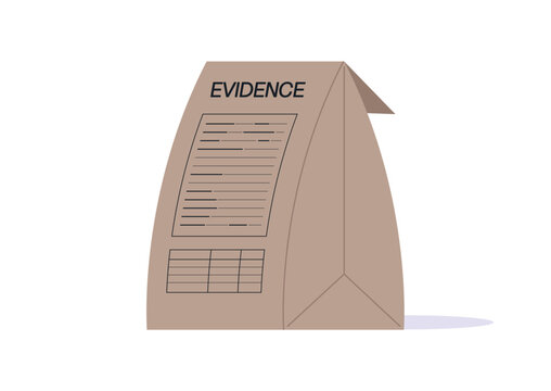 A paper evidence bag neatly arranged, showcasing its purpose and readiness for analysis in a professional forensic workspace, highlighting their significance in investigations.
