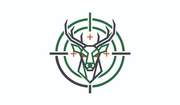 Deer icon inside target hunting symbol modern vector illustration for logo and app design