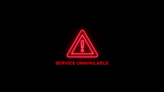 Service unavailable security breach warning message,business server show security hacked alert warning sign,Motion graphics of online data scam detect symbol.
