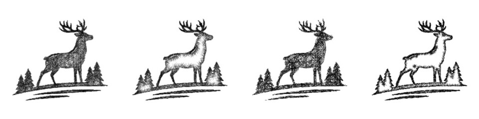 Sketch reindeer logo design set © David Zydd