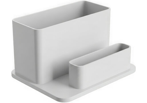 Minimalist white paper tray and cup holder set isolated on transparent background