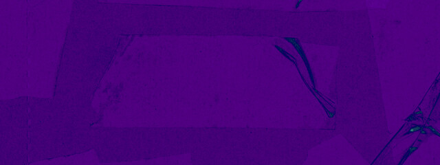 Deep violet purple tonal paper collage background with angular panel layers and teal green accent details, bold wide horizontal format