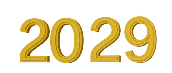 2029 year in a golden font. Perfect for new year greetings and celebrating upcoming events. Isolated © vegefox.com
