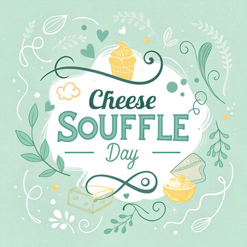 Cheese souffle day decorative illustration.