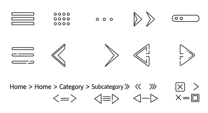 Collection of various web navigation icons.
