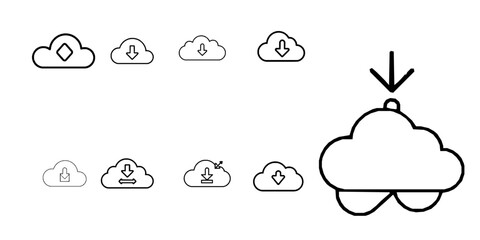 Obraz premium Cloud Download Outline Icon Minimal Storage Design