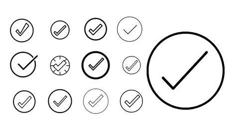 Checkmark Circle Outline Icon Thin Line Approval Design © PRO_ED