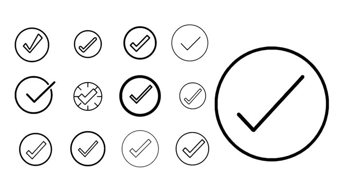 Checkmark Circle Outline Icon Thin Line Approval Design