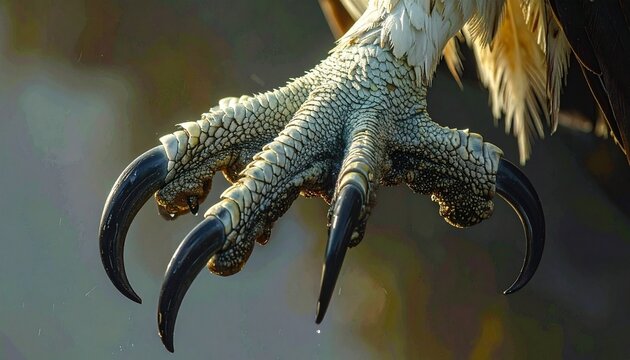 Close-up of osprey talons gripping branch with spiny pads and reversible toe