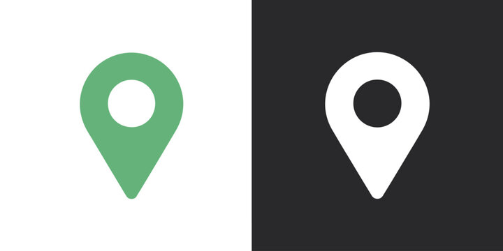 Location Pin Symbol Vector Illustration, Green and White Map Marker Silhouette Icon for Navigation, GPS Tracking, and Modern Interface Design