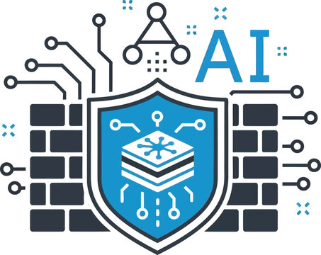 Artificial intelligence security shield wall vector with security