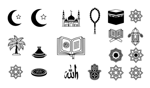 Islamic Religious Elements and Ramadan Icons Vector Collection