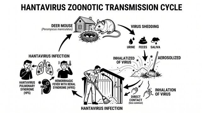 Hantavirus Zoonotic Transmission Cycle Infographic	