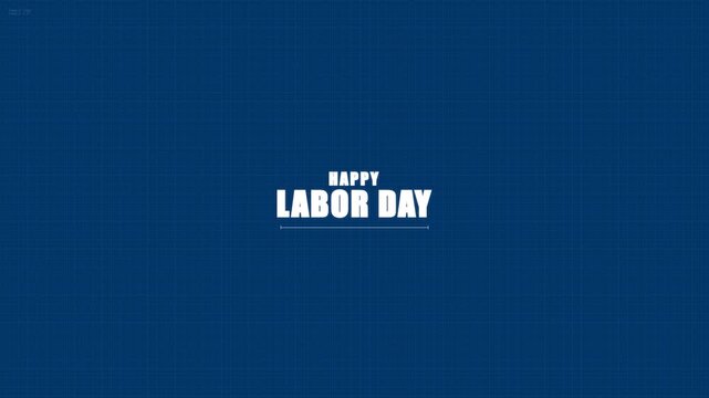 Modern Blueprint Tech-Inspired Greeting for Happy Labor Day Celebration Minimalist Design with Subtle Grid Background