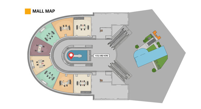 Mall floor plan layout map design.