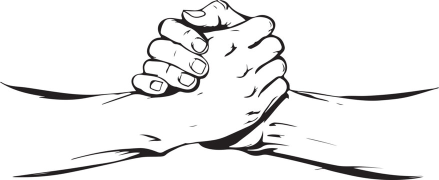 Two hands holding each other in handshake gesture symbol of friendship and cooperation.