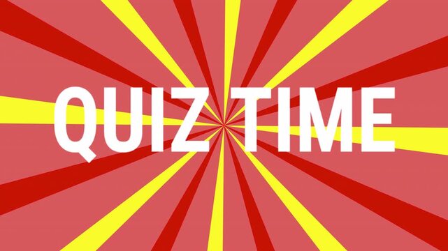 Quiz Time Text Animation, with a sunburst background. 4K video motion graphic