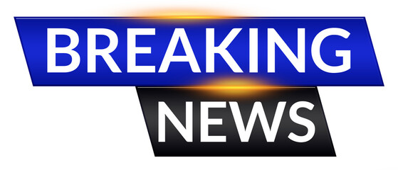 Fototapeta premium Professional Gradient Breaking News Banner for TV Media Graphics, Dynamic Blue and Black Live News Alert Banner Design