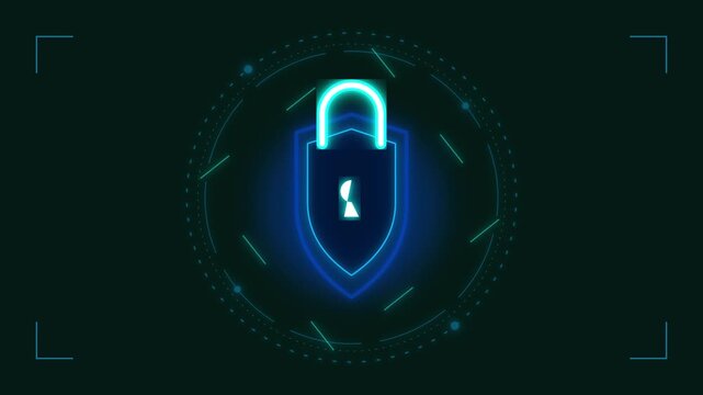 digital padlock cyber security protection animation technology data privacy network firewall safety loop