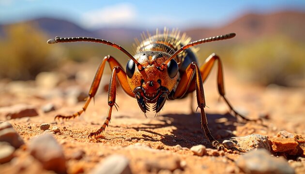 Close-up of Thorny Devil Lizard with Spiny Scales in Desert