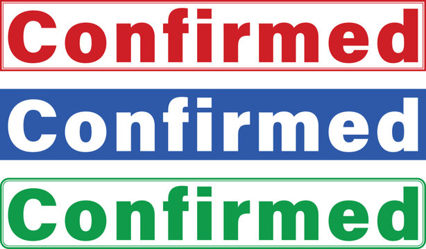 Three confirmed labels with different colors on white background