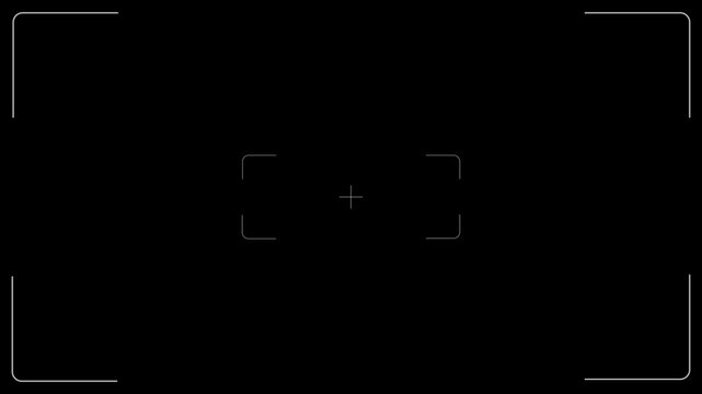 Minimal Cinematic REC Recording Overlay Animation on Black Background with Blinking Camera Indicator and Focus Frame