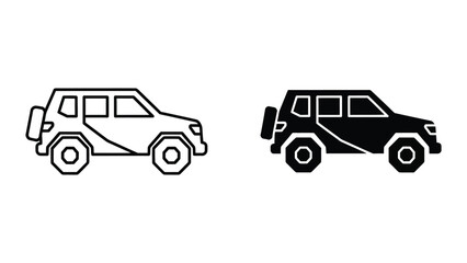 Simple black and white suv icons side by side comparison © JahidulStockk