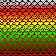 Colorful gradient fish scale pattern background with vibrant neon rainbow hues vector illustration design.  © robbitommi