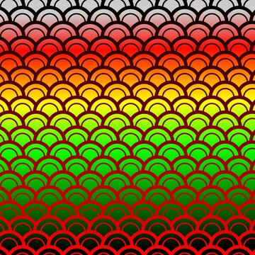 Colorful gradient fish scale pattern background with vibrant neon rainbow hues vector illustration design.
